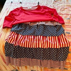 Dainty Jewells Red and Navy Swim Set M
